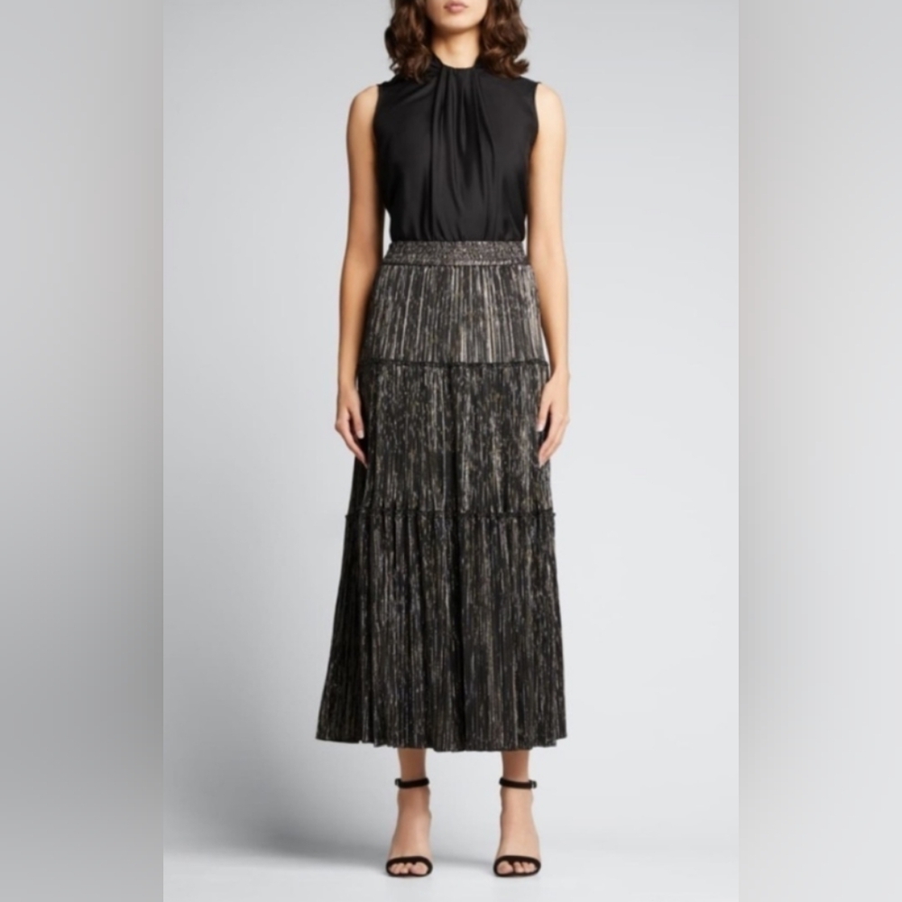 A.L.C. Thea II Metallic Tiered Midi Skirt Sz 8